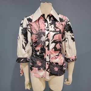 Kevan Hall silk pink floral blouse 4